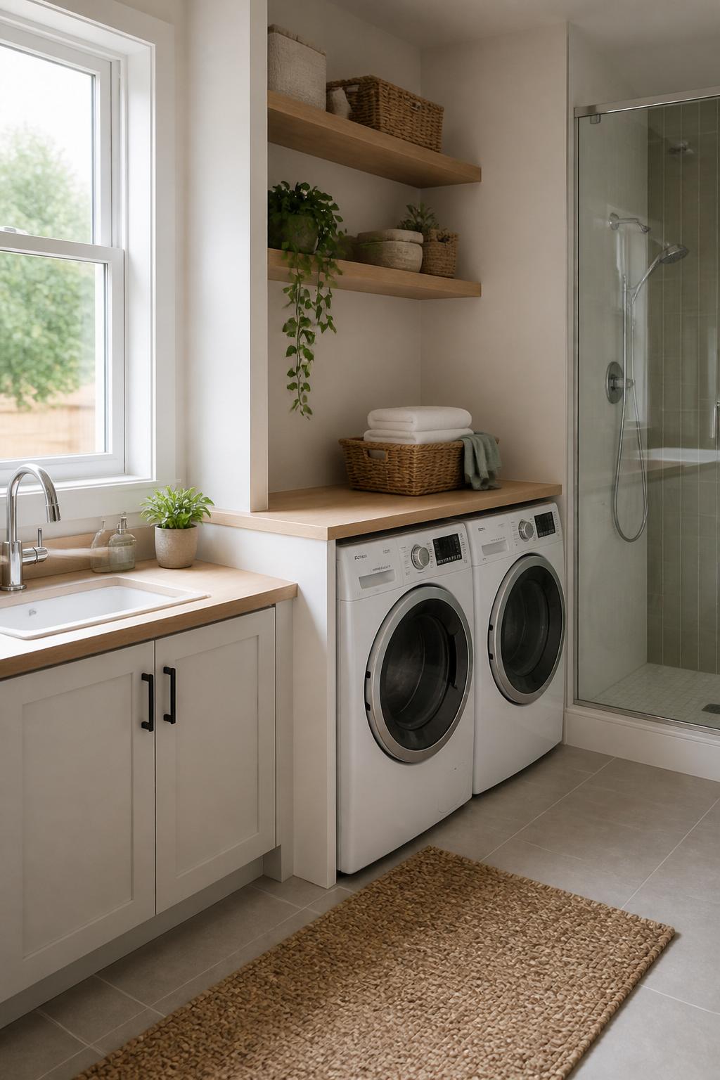Clean modern utility space with newly installed plumbing fixtures.